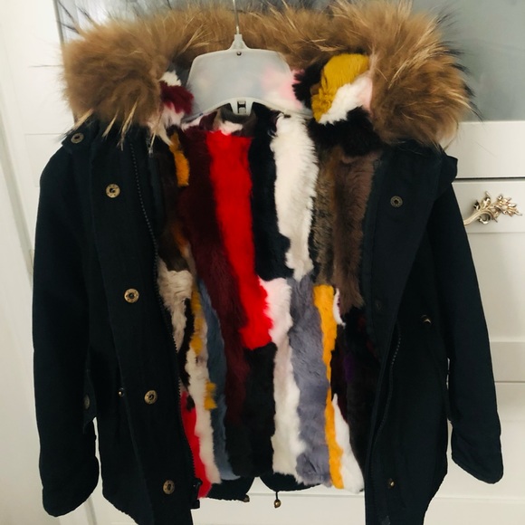 Girls parka with real fur collar and lining - Picture 8 of 8